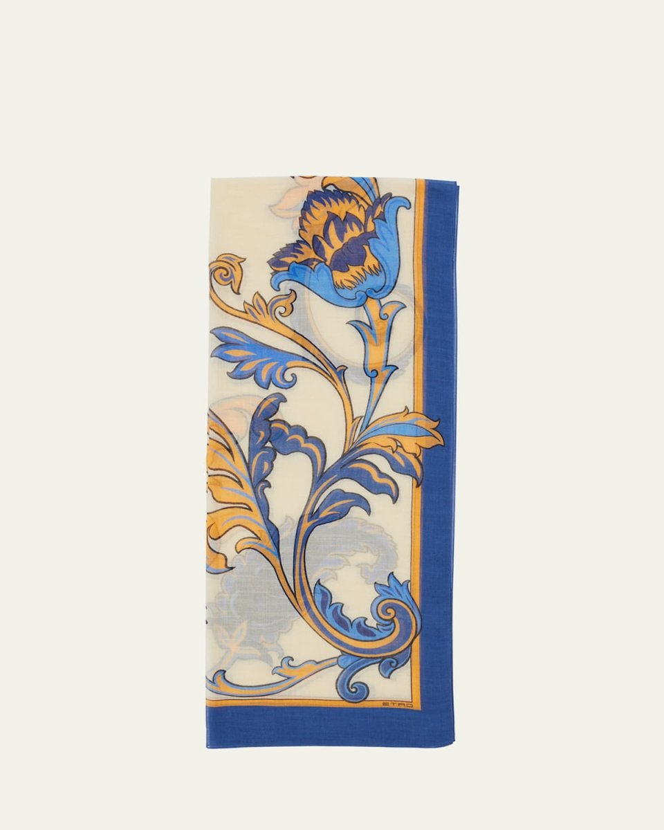 Sheer Printed Modal-Blend Scarf